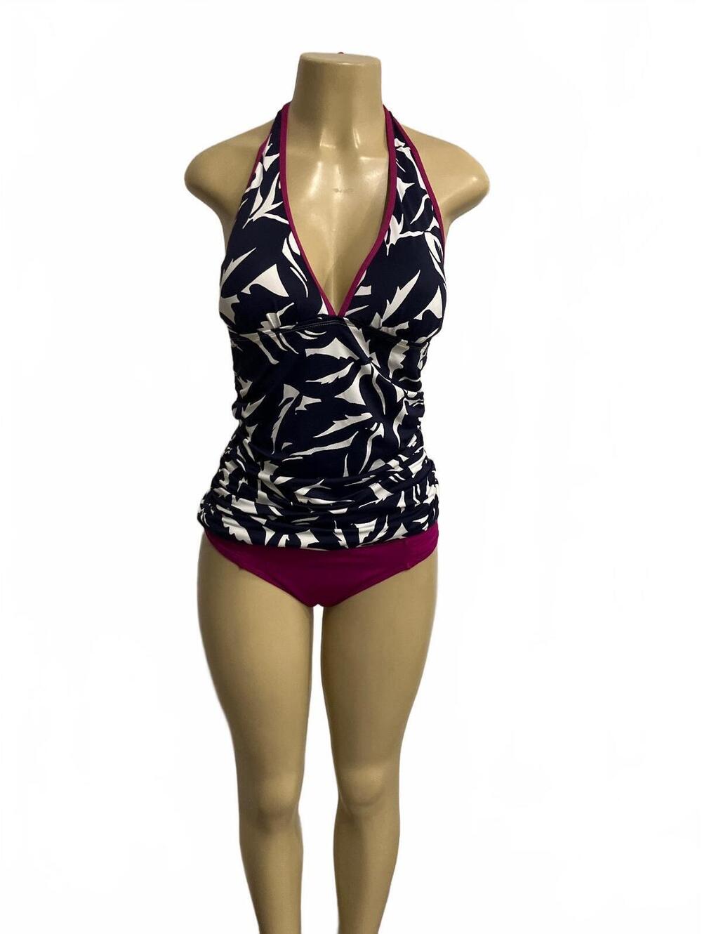 Tommy Bahama Two-Piece Halter Tankini Swimsuit in Navy and F